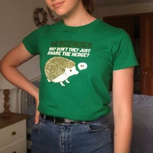 Graphic Tee with Hedgehog Pun🧩🥬